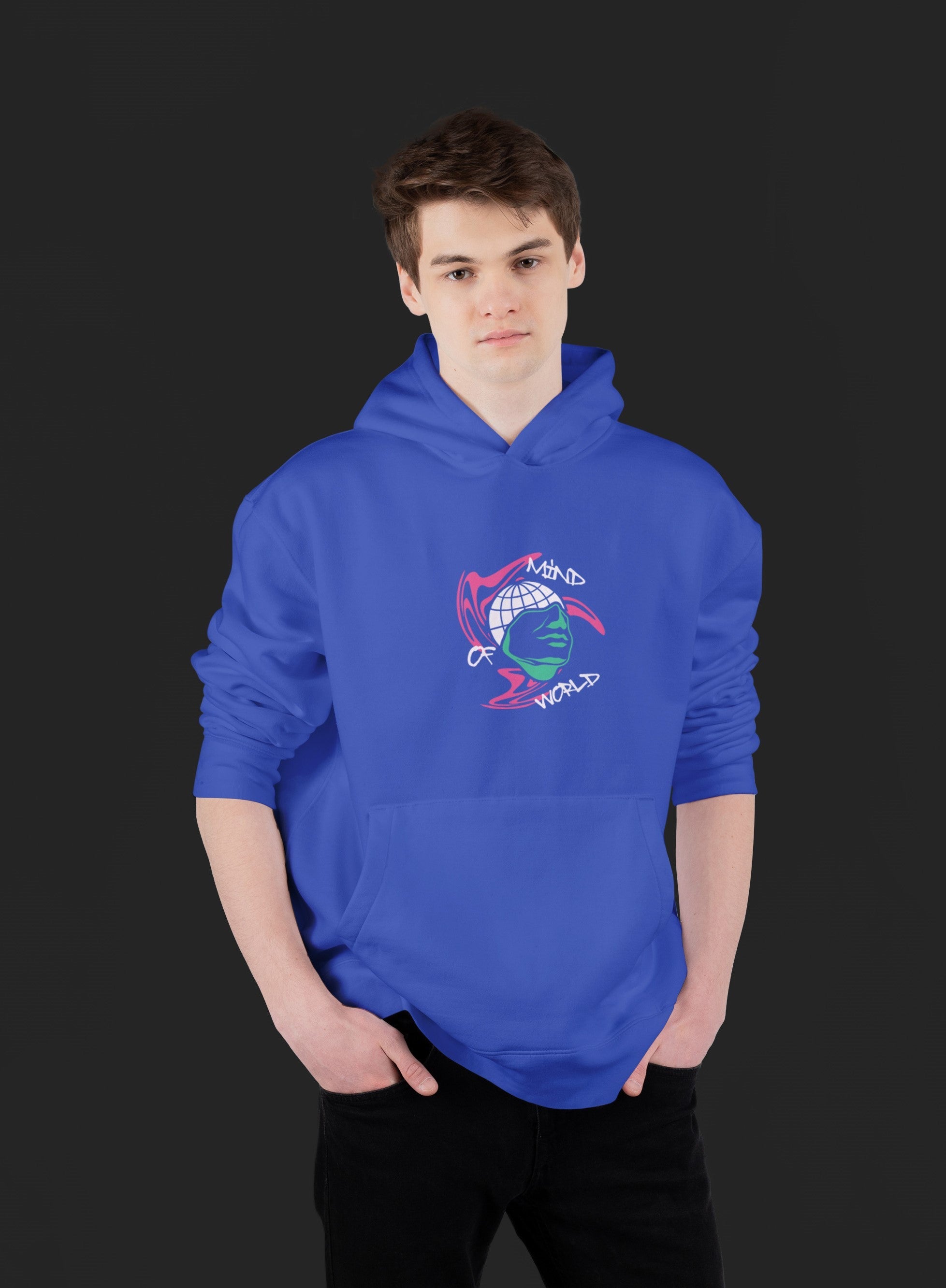 MIND OF WORLD Ultra Premium Oversize Hoodie 350 GSM (Roya Blue)