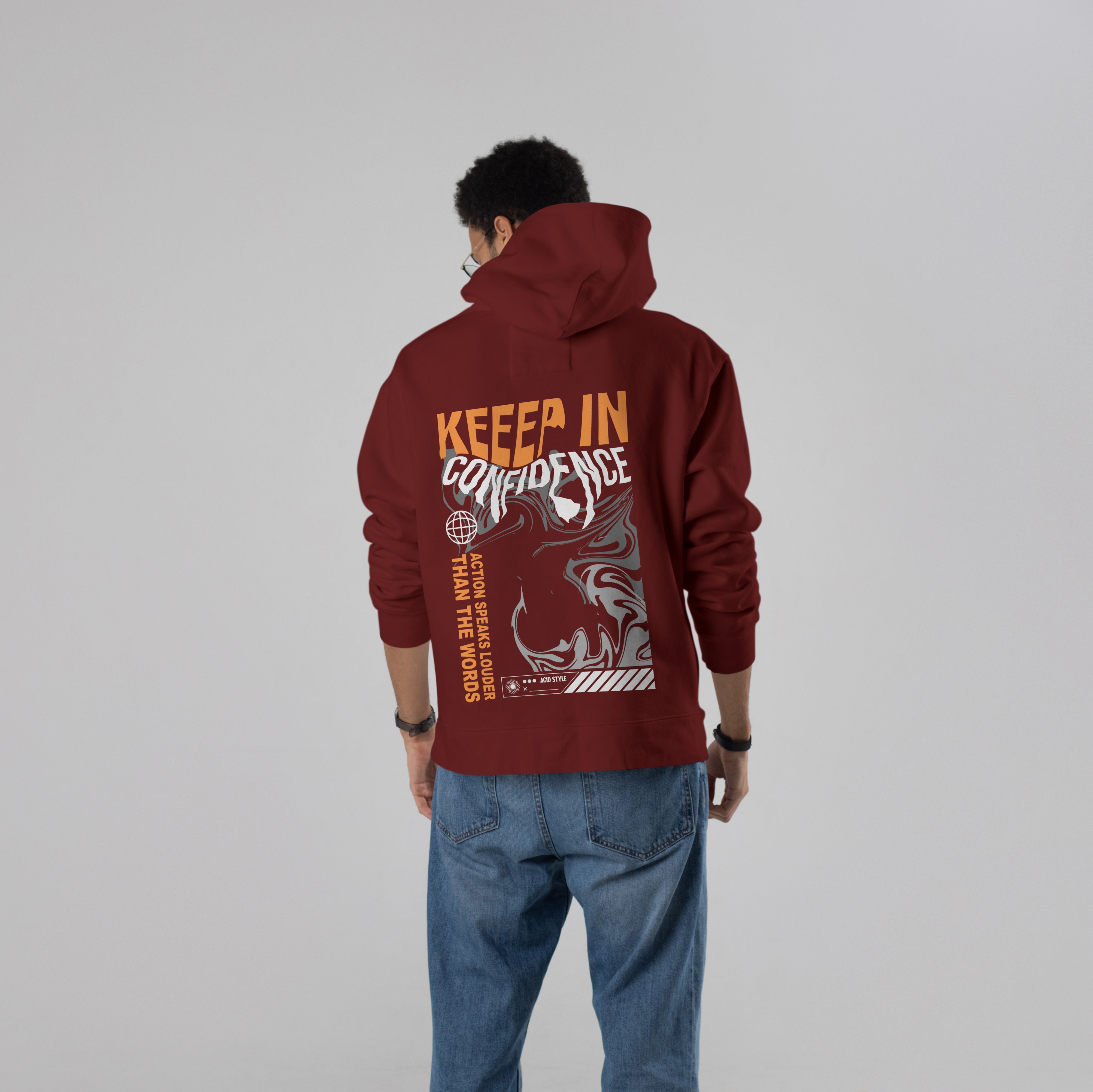 CONFIDENCE Premium Oversize Hoodie (Maroon)