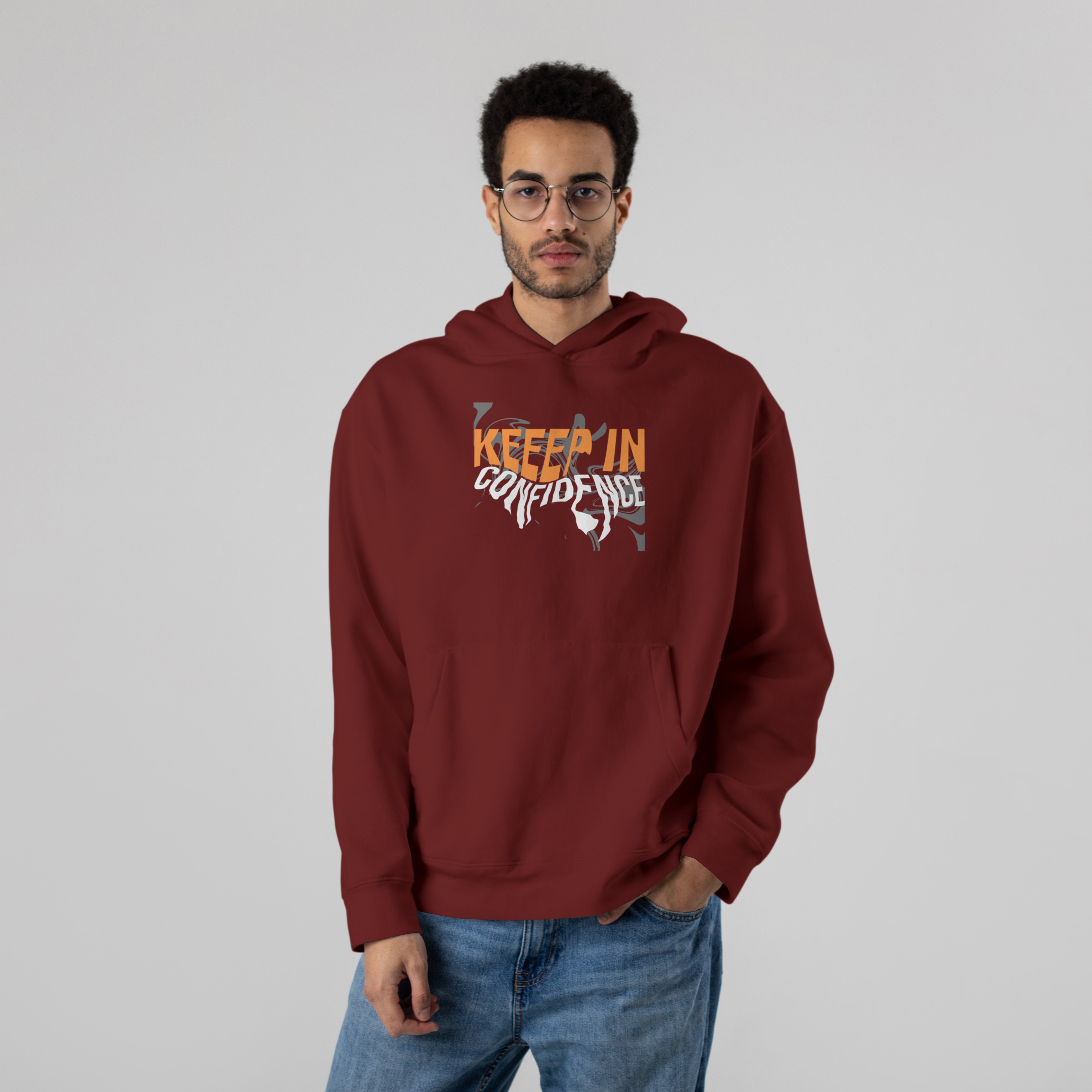 CONFIDENCE Premium Oversize Hoodie (Maroon)