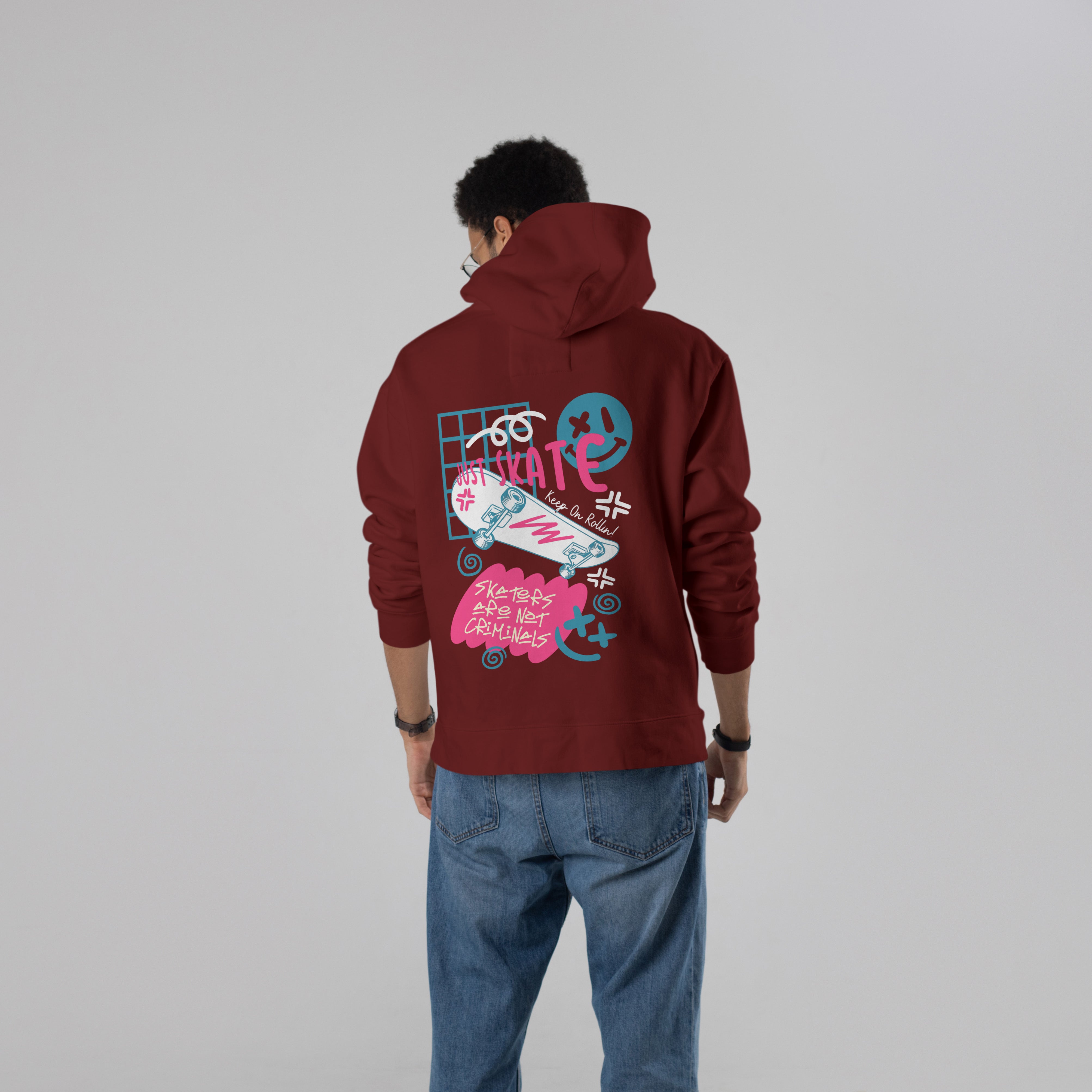 JUST SKATE Premium Oversize Hoodie (Maroon)