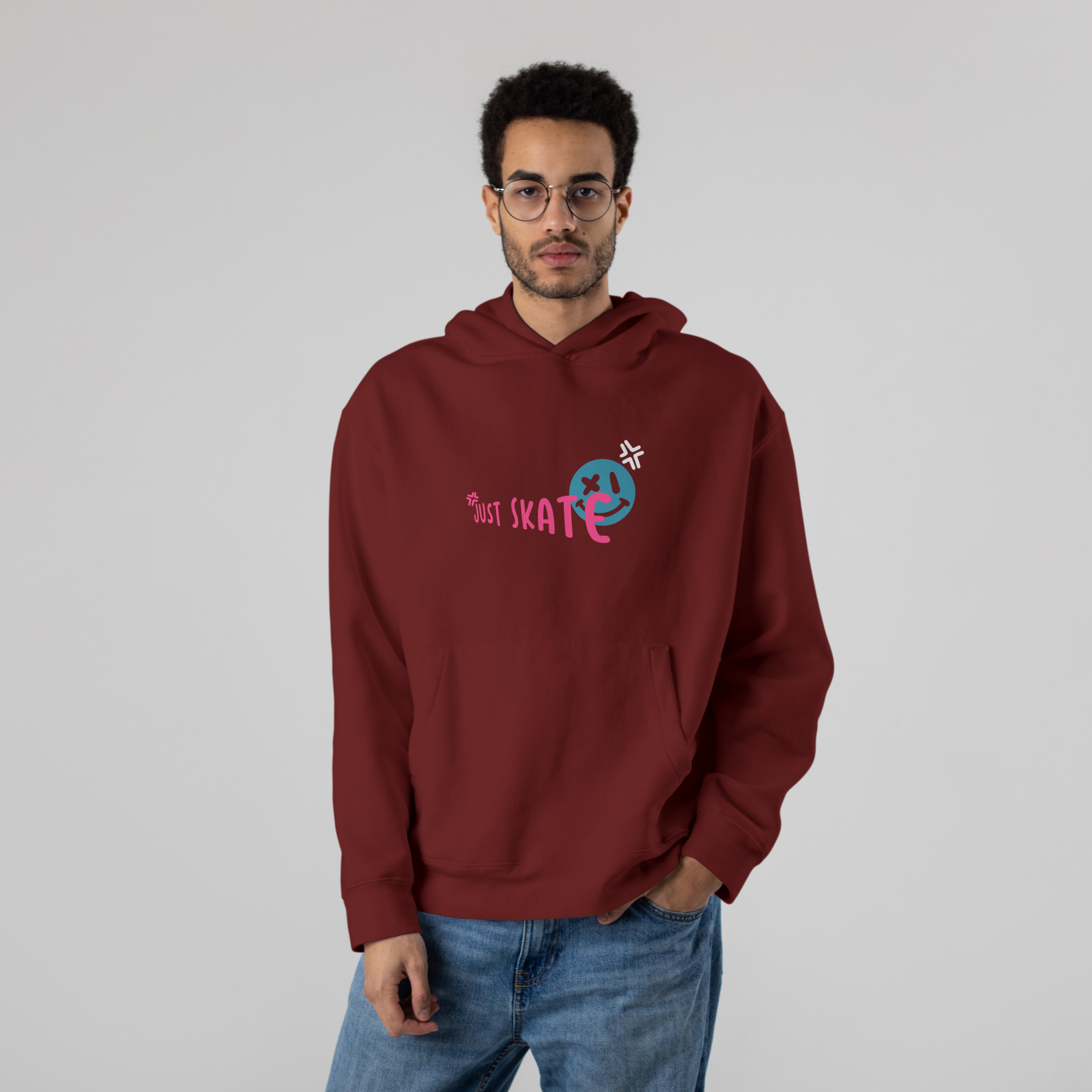 JUST SKATE Premium Oversize Hoodie (Maroon)