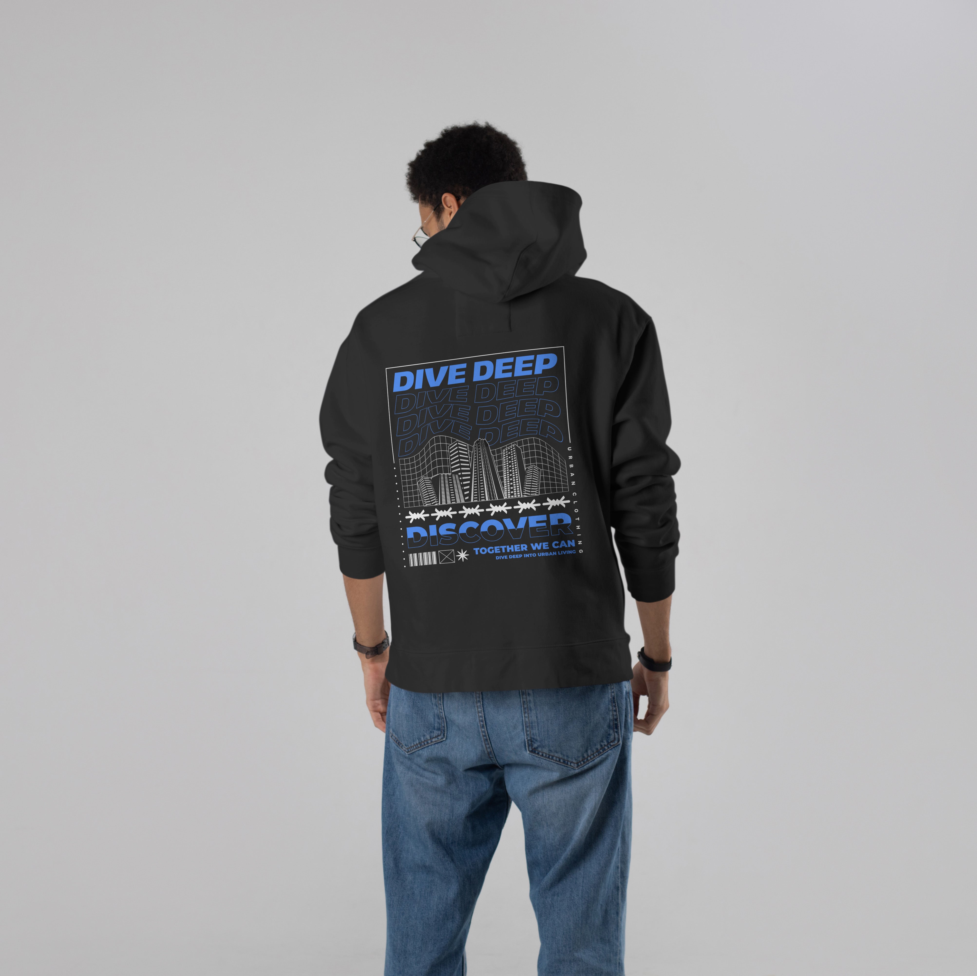 DIVE DEEP Premium Oversize Hoodie (Black)