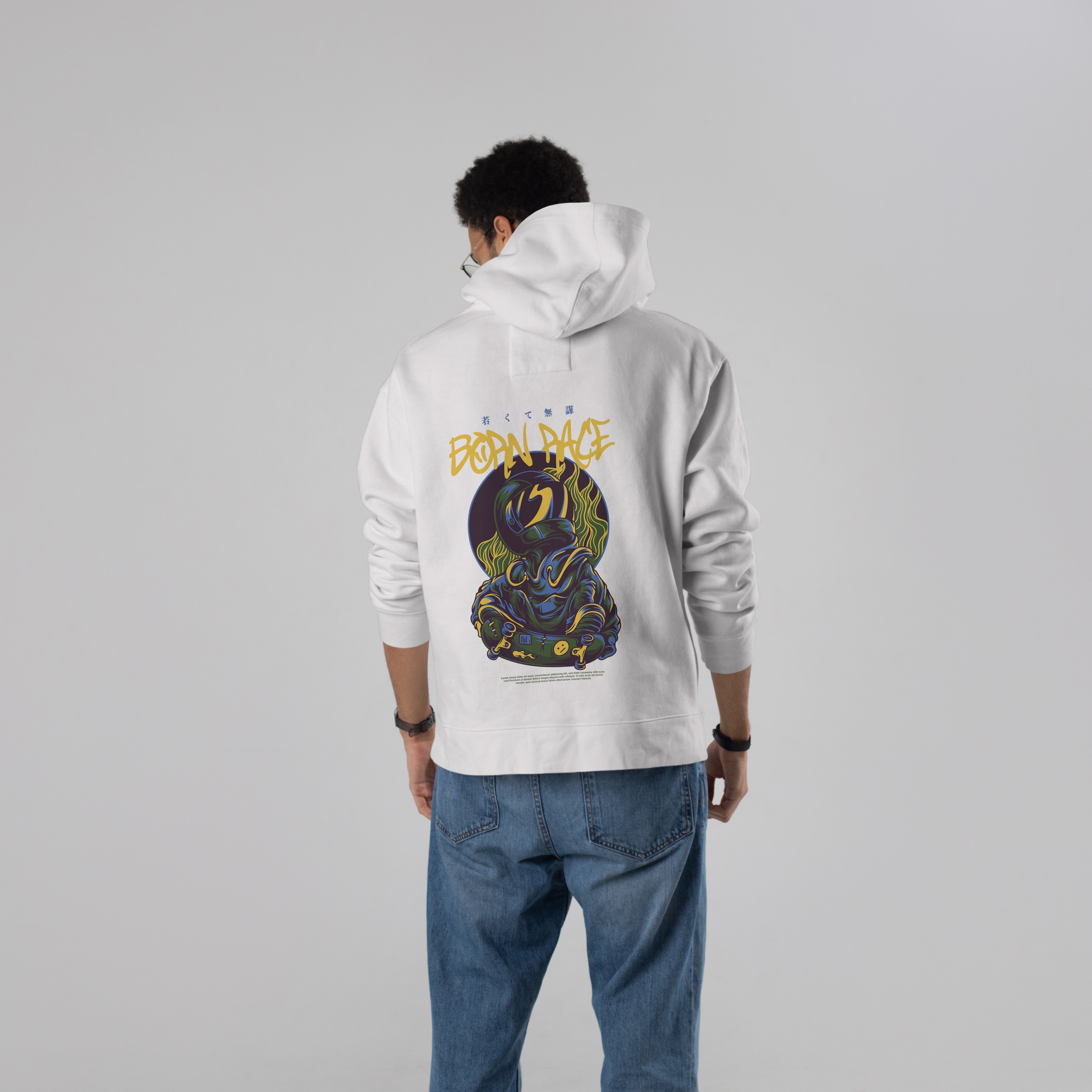 BORN FACE Premium Oversize Hoodie (White)